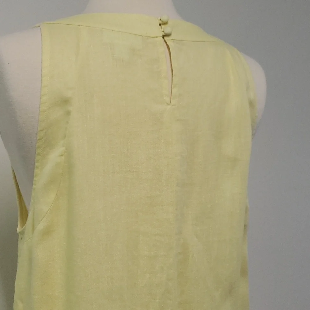J Jill Love Linen butter-yellow linen midi dress with pockets size large - Picture 8 of 14